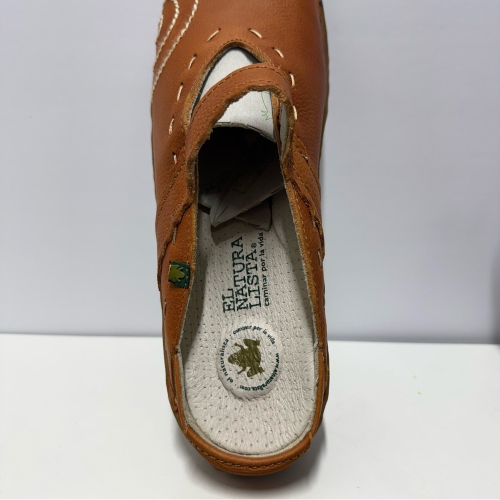 NWT El Naturalista Women’s Brown Leather Slip-On Clogs Size 10 - Picture 5 of 13